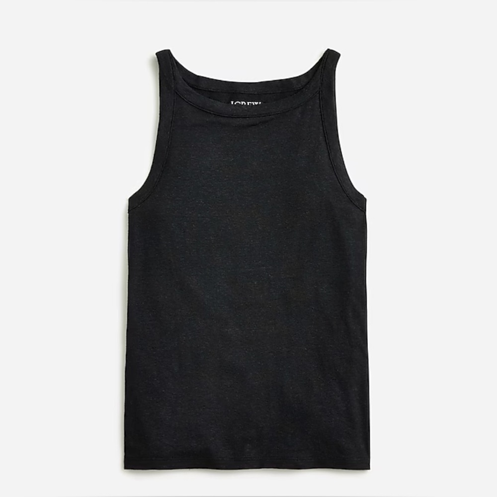 J Crew high -neck tank top in stretch linen blend